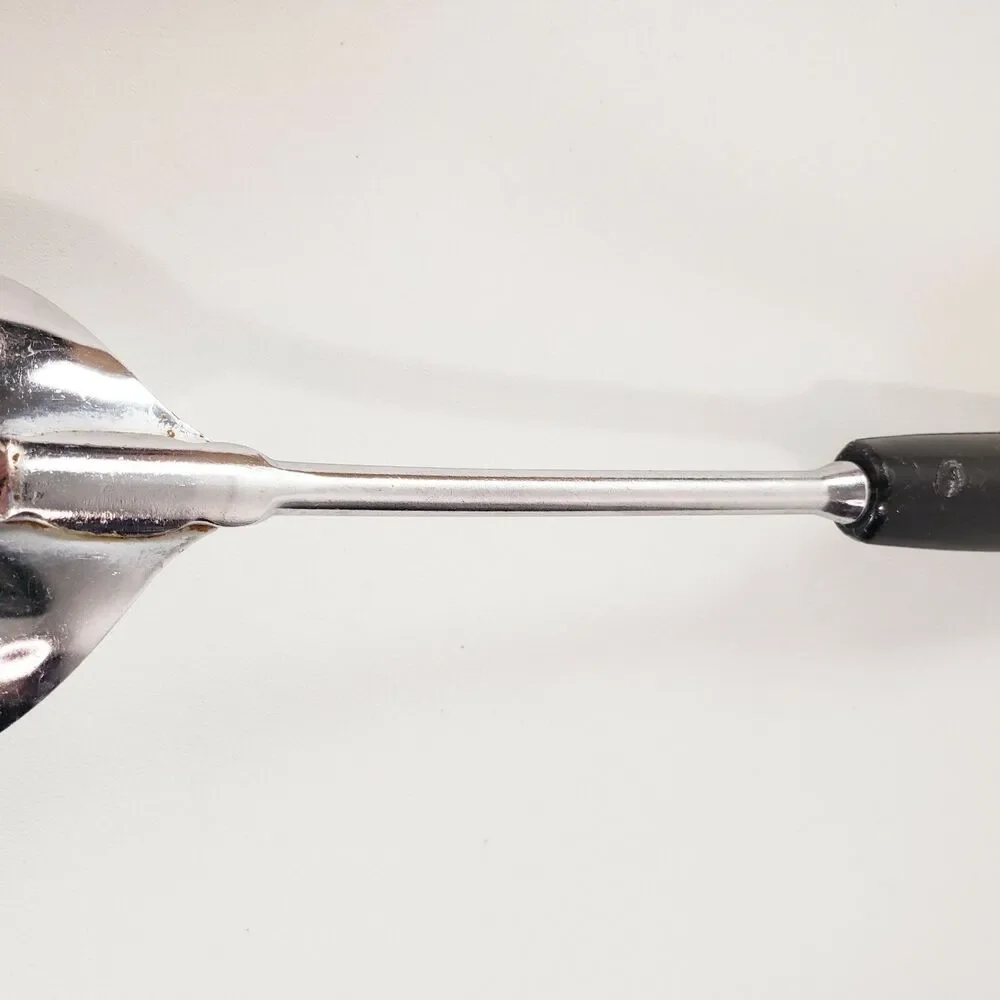 Ekco Slotted Spoon Chromium Plated Black Plastic Handle Cooking Utensil Kitchen